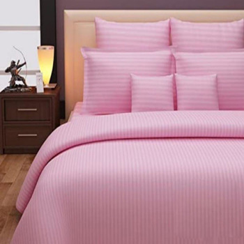 Self Solid Double-Bed bedsheet with 2 pillow cover (Pink)