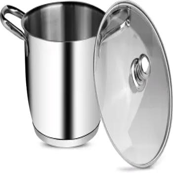 Assura Daisy Stainless Steel Sauce Pot Belly Shape  With Glass Lid 16Cm 2.0 Ltr