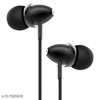 INSTAPLAY Premium Real Bass Sweat Proof Earphones with Built-In Microphone & Call Receive Button (Black)