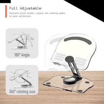 INSTAPLAY C-Thru 360° Rotating Tablet Stand Holder, Foldable Adjustable Tablet Holder for iPad pro, Kindle, Tab, Smartphone, & M