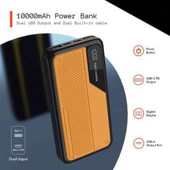 INSTAPLAY 10000 mAh PD 3.0 Fast Charging (23W) Power Bank for Phones, Smart Watches & More - (Yellow, Lithium Polymer)