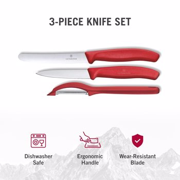 Victorinox Stainless Steel Kitchen Knife Set Peeler 3Pcs