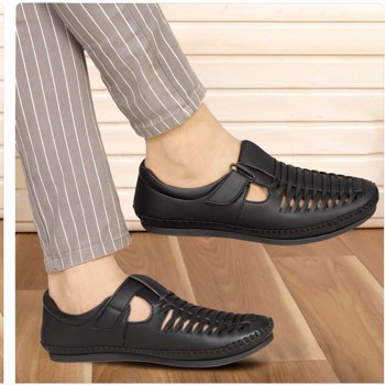 Kavsun Premium Roman Sandals For Men Black