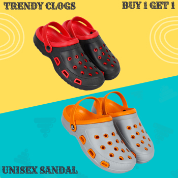 Kavsun Comfortable And Stylish Unisex Clogs Red & Grey (KV2730)