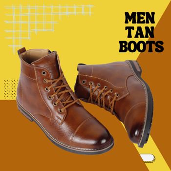 Kavsun Tough Ankle Boots For Men Tan ( KV4005)