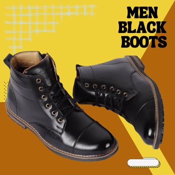 Kavsun Tough Ankle Boots For Men Black ( KV4007)