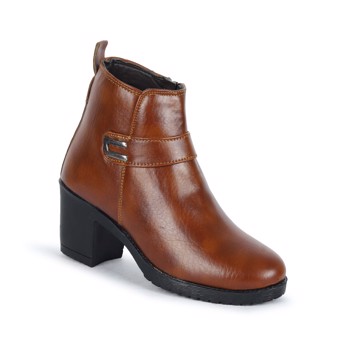 KAVSUN High Heel Ankle Boot For Women Tan (KV4015)