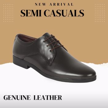 Kavsun Genuine Leather Semi Causal Shoe For Men Brown - (KV5001)