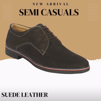 Kavsun Suede Leather Semi Causal Shoe For Men Brown - (KV5004)