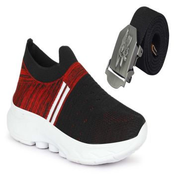 KAVSUN Combo Of Flyknit Sport Shoe And Casual Belt For Men (KV500CB-2)