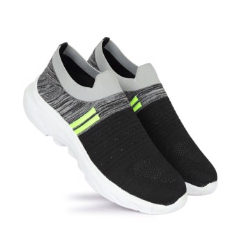 Kavsun Black Flyknit Fabric Sport Shoe For Men (KV502)