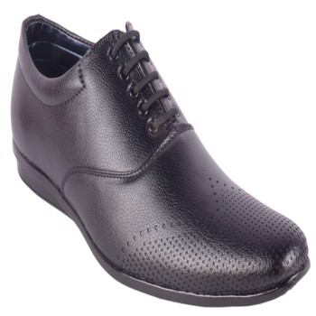 Kavsun Laceup Semi Pointed Black Formal Shoe For Men