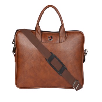 KAVSUN Tan Synthetic Leather Laptop File Bag (KVBAG-012)