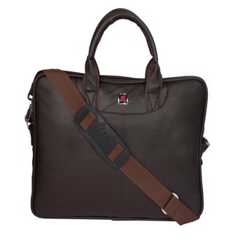 KAVSUN Brown Synthetic Leather Laptop File Bag (KVBAG-013)