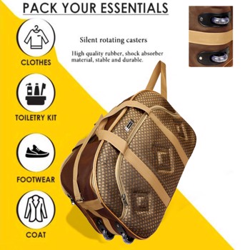 KAVSUN Brown Travel Bag With Wheels Brown (KVBAG-019)