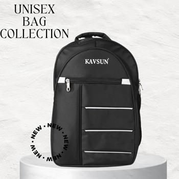 Kavsun Trendy Unisex Backpack Laptop Bag  T Line Black ( KVBAG-S16)