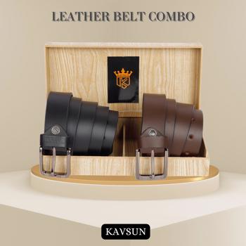 Kavsun Combo Of Black And Brown Leather Belt - KVBTC_214
