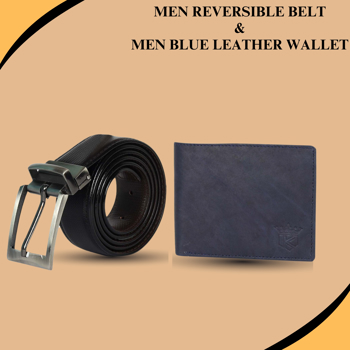 Kavsun  Combo Of Men Reversible Belt And Leather Wallet  (KVBTR_W116)