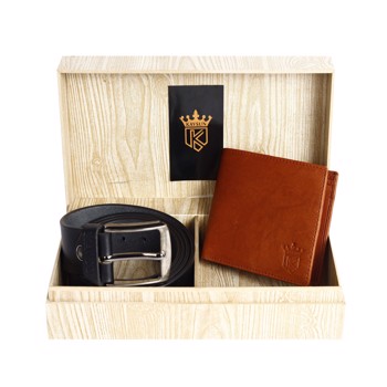 Kavsun Combo Of Men Genuine Leather Belt And Wallet (KVBT_W112)