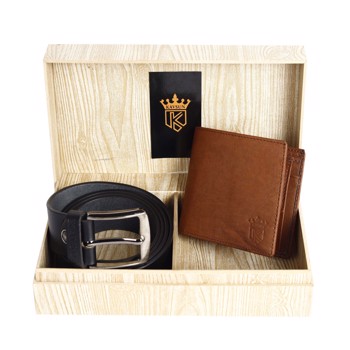 Kavsun Combo Of Men Genuine Leather Belt And Wallet (KVBT_W113)