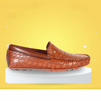 Kavsun Brown Croco Grain Loafer