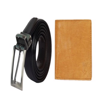 Kavsun  Combo Of Men Reversible Belt And Leather Wallet  (KVRBT_W112)