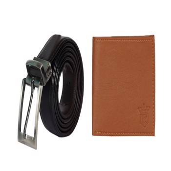 Kavsun  Combo Of Men Leatherite Reversible Belt And Wallet  (KVRBT_W119)