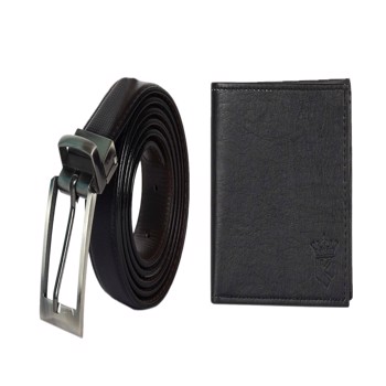Kavsun  Combo Of Men Leatherite Reversible Belt And Wallet  (KVRBT_W121)