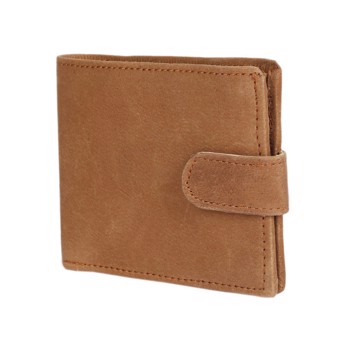 Kavsun Genuine Leather Wallet Button Lock - Tan