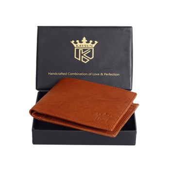 Kavsun Genuine Leather Wallet For Men Tan