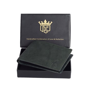 Kavsun Genuine Leather Wallet For Men Olive