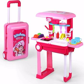 Toysaa 2 in 1 Kitchen set Trolley For Kids