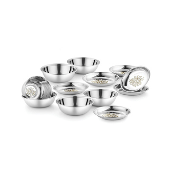 Always Stainless Steel Daisy 6 Pieces Curry Bowl & Dessert Dish Heavy Gauge With Permanent Laser Des