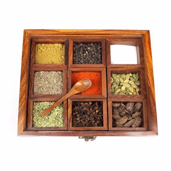 Wooden 9 Container Spice Box