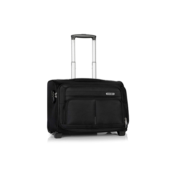 Small Cabin Luggage Trolley Bag 17 inch  Overnighter Trolley  USB  Charging Port  4 Wheels  Black