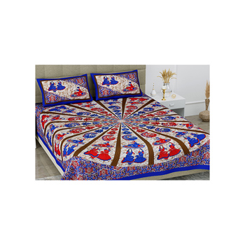 Jaipuri Print Pure Cotton Printed Double Bedsheet Set-Bs2055