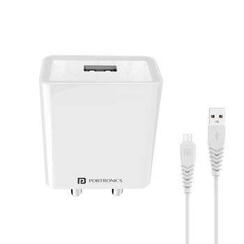 Portronics Adapto 31 M - Adapter with Micro Cable, White(POR 10027)