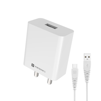 Portronics Adapto 31 C - Adapter with Type C Cable, White(POR 10028)