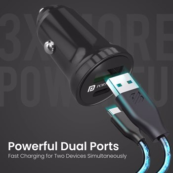 Portronics Car Power Mini Car Charger With Rapid Charge + Pd Output - Black