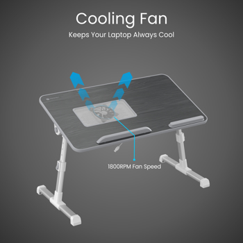 Portronics(POR 1380)My Buddy+ Portable Foldable Laptop Table with Cooling Fan(Black)