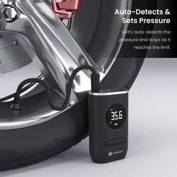 Portronics: VAYU - Portable Tyre Inflator, Black - (POR 1480)