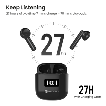 Portronics(POR 1701)Harmonics Twins 26 TWS Earbuds with ENC, Bluetooth 5.1, 13mm Driver, 27Hrs Playt