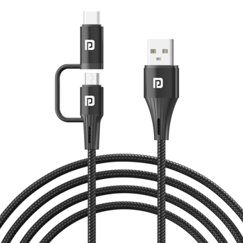 Portronics(POR 1726)Konnect J7 20W 2 in 1 (USB A to Type C + Micro USB) Multiple Charging cable with
