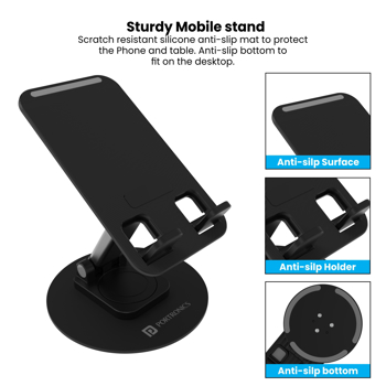 Portronics(POR 1790)Mobot II Multifunctional Desktop Mobile Holding Stand with 360 degrees Rotationa