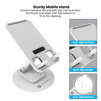 Portronics(POR 1793)Mobot II Multifunctional Desktop Mobile Holding Stand with 360 degrees Rotationa