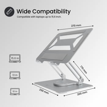 Portronics(POR 1802)My Buddy K6 Portable Laptop Stand for Desk with 360 degrees Rotating Base, Multi