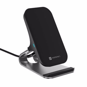 Portronics(POR 2032)Freedom 15 Plus 15W Desktop Wireless Charger + Mobile Stand with Dual Coil, Alum