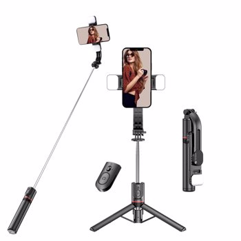 Portronics(POR 2040)Lumistick Smart Selfie Stick with 360 Degree Rotation, Bluetooth v5.3, 1160mm Ex