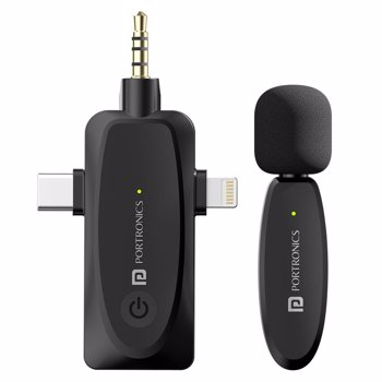 Portronics(POR 2044)Dash 5 Omnidirectional 3 in 1 Wireless Microphone, Noise Cancellation, Plug & Pl