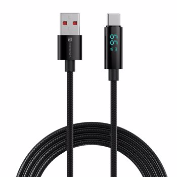 Portronics(POR 2050)Konnect View 66W Type C Cable with LED Display 6.5A Output, Nylon Braided, Fast